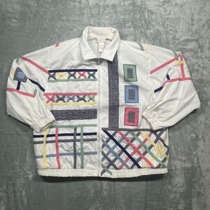 Vintage 80's Koret Francisca Windbreaker Jacket Womens Geometric XL 111A160